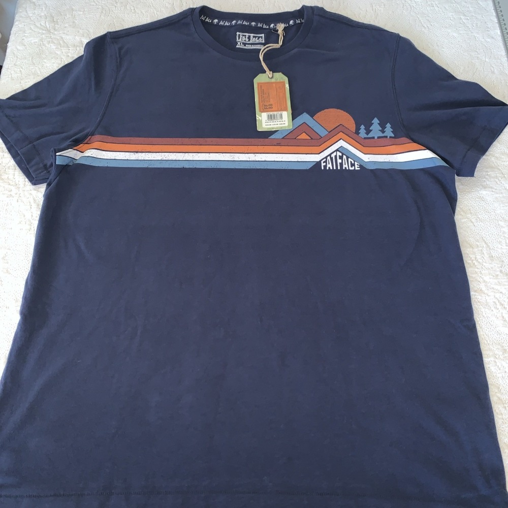 Retro Mountain Chest Stripe Navy XL by Fat Face UK Mens‎ NWT
